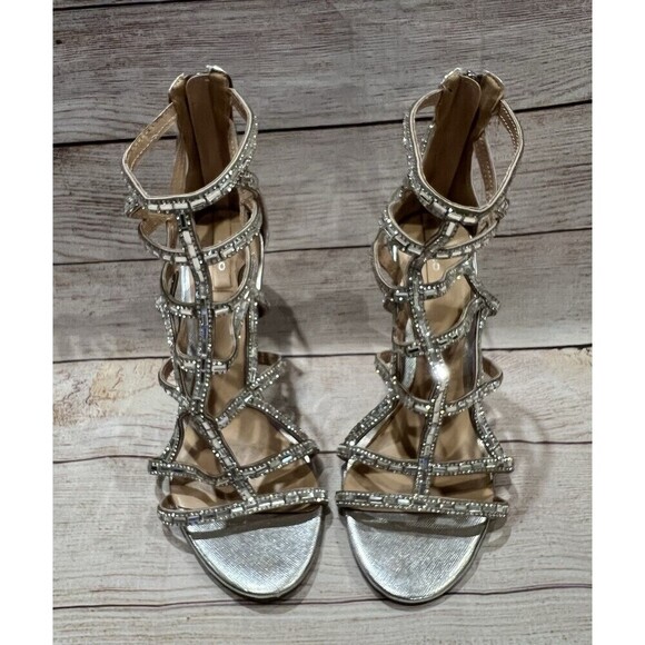 ALDO Norta Sparkling Stilettos Glass Mirror Caged Heels Sandal 4” Pumps 7 - Picture 1 of 10